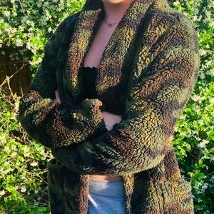 fuzzy camo outerwear